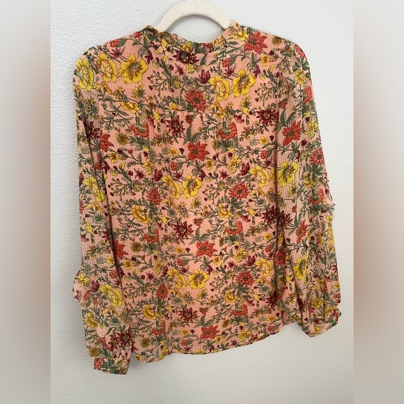 LOFT Garden Ruffle Sleeve Blouse with Lining Size Large - Picture 9 of 11